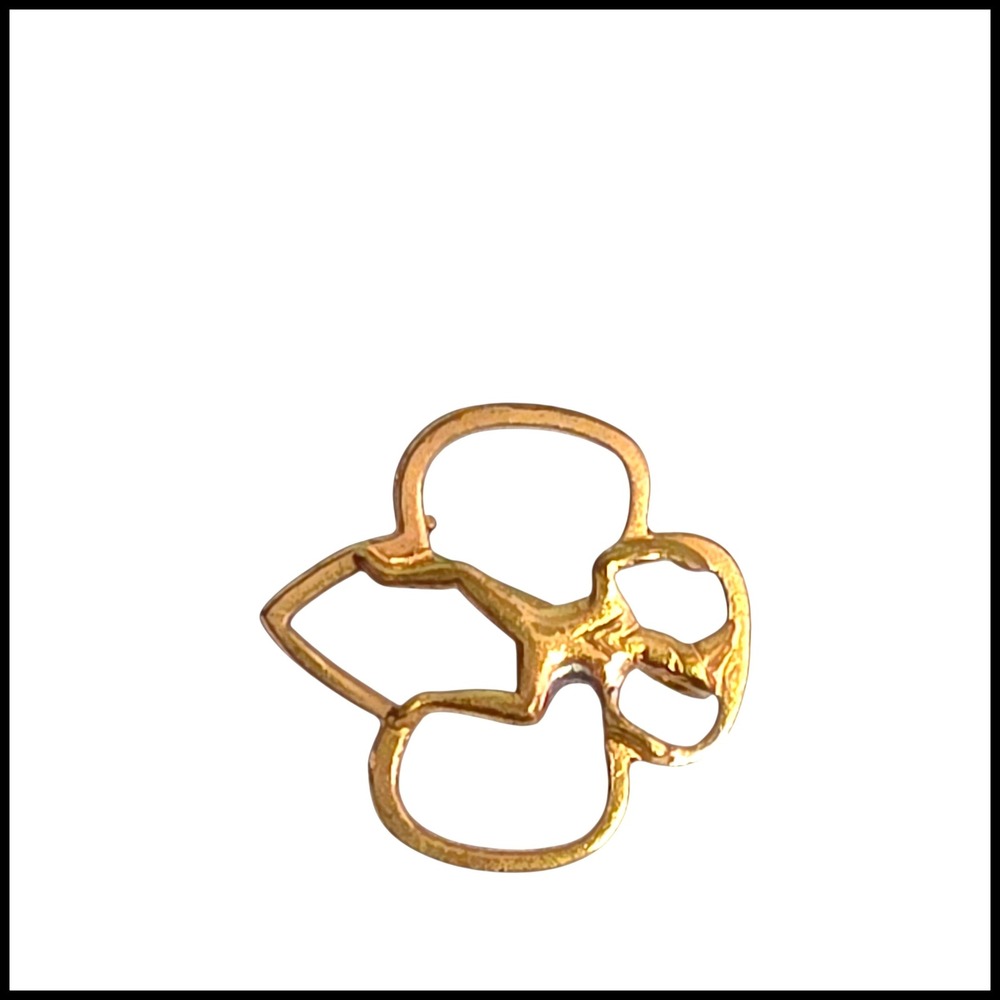 Vintage Girl Scout Trefoil Membership Pin Gold‎ Tone Openwork Brooch GSUSA